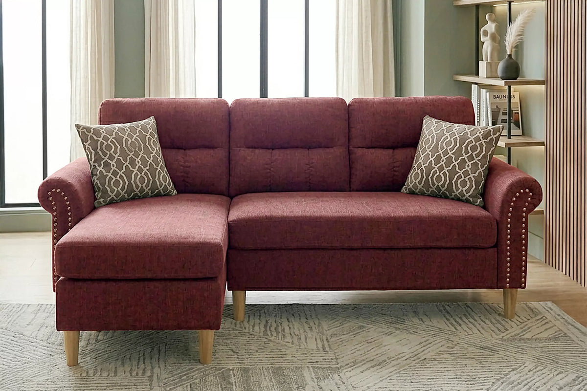 The Abernathy Paprika Red Reversible Sectional – 2 Piece