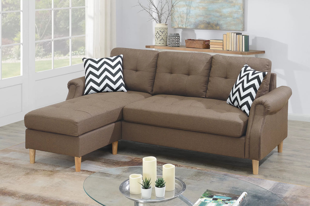 The Redford Light Coffee Linen-Look Reversible Sectional – 2 Piece