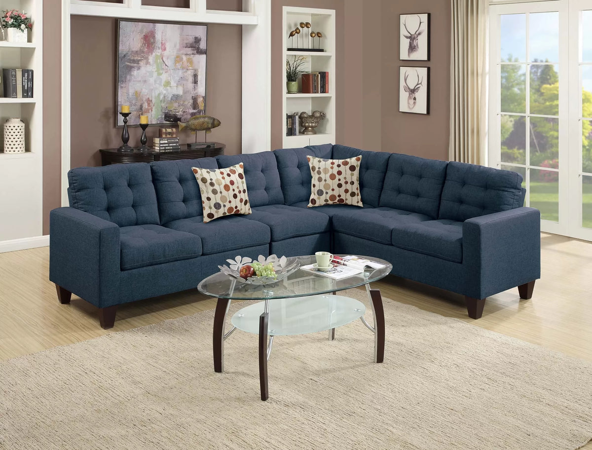 The Carrington Navy Linen-Look Sectional – 4 Piece