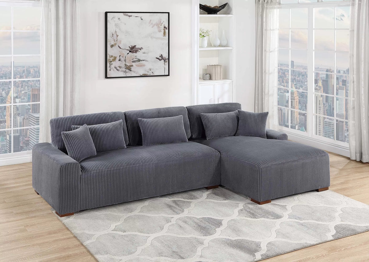 The Marston Dark Gray Corduroy Sectional – 2 Piece