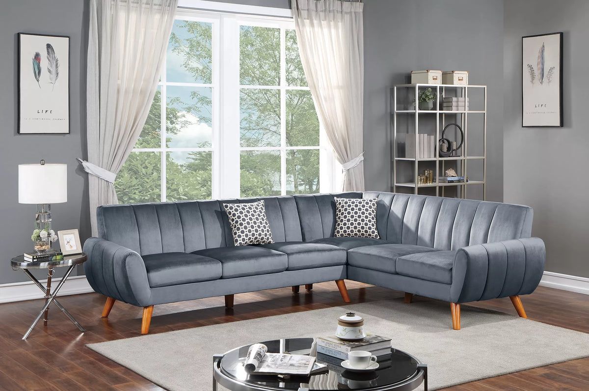The Donnelly Dark Gray Velvet Deep-Seat Sectional – 2 Piece