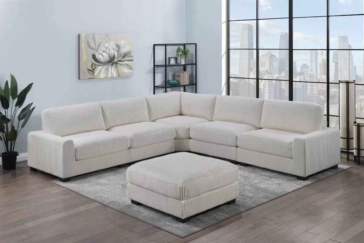 Summit beige 6-piece XL modular sectional with ottoman