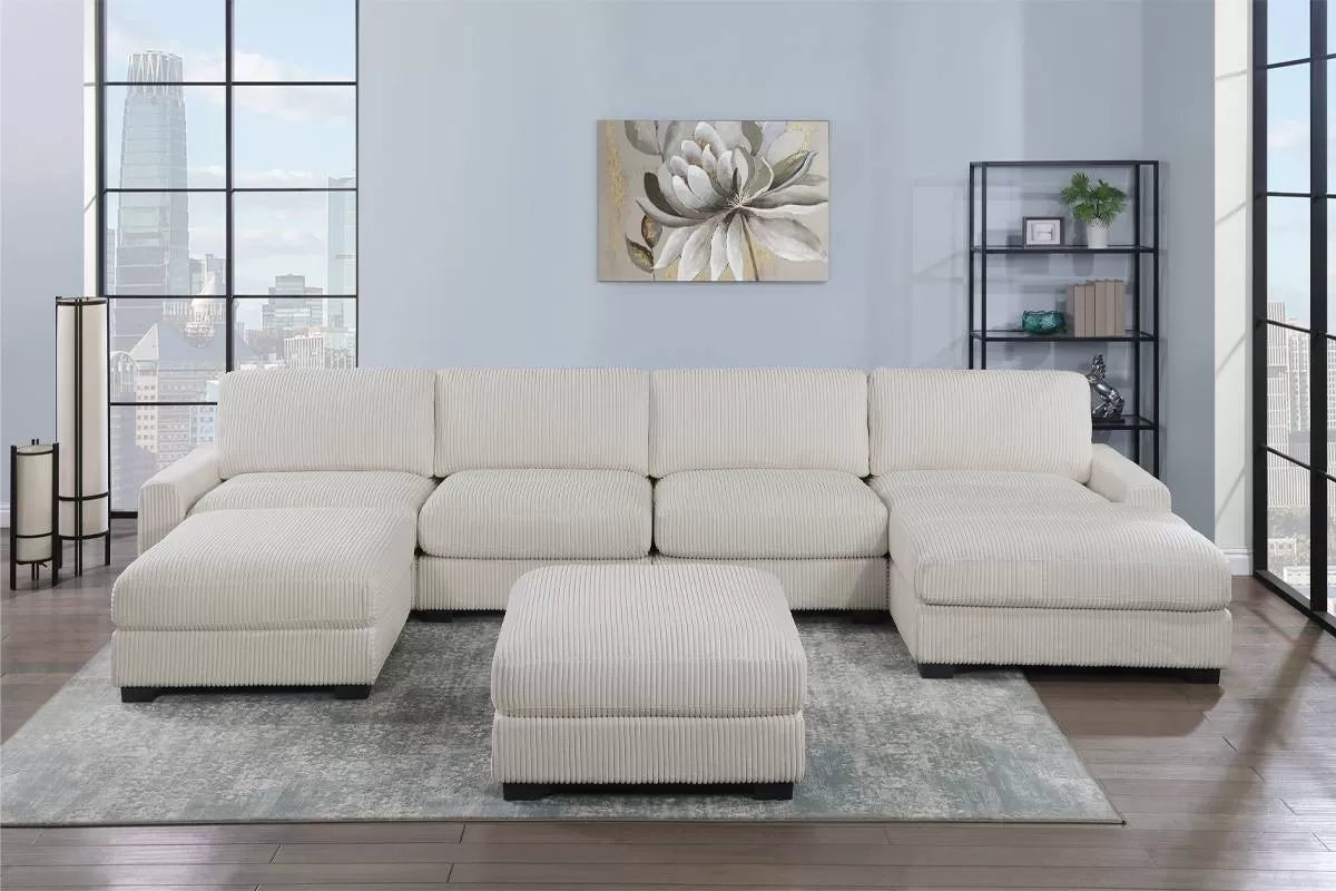 Summit beige 6-piece XL modular sectional with chaise and ottoman