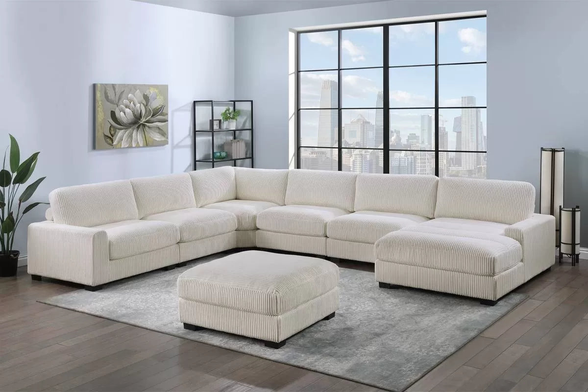 Summit beige 7-piece XL modular sectional with chaise and ottoman