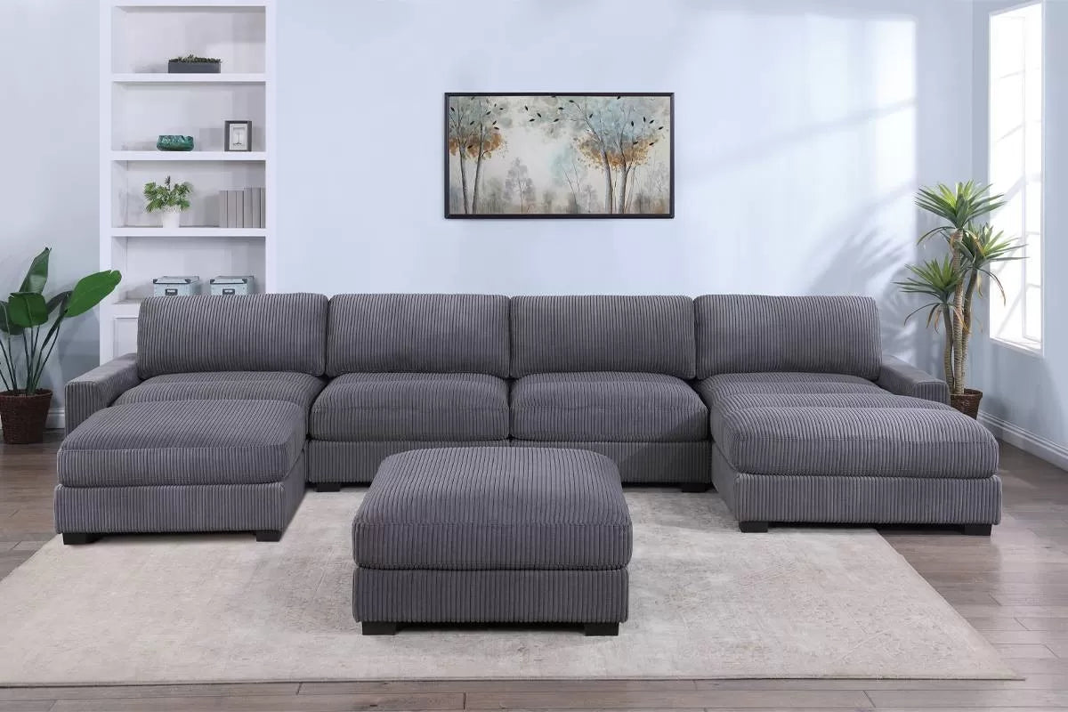 Summit dark gray 6-piece XL modular sectional with chaise and ottoman