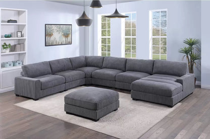 Summit dark gray 7-piece XL modular sectional with chaise and ottoman