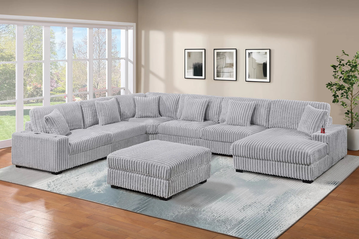 Summit gray 7-piece set with chaise & ottoman