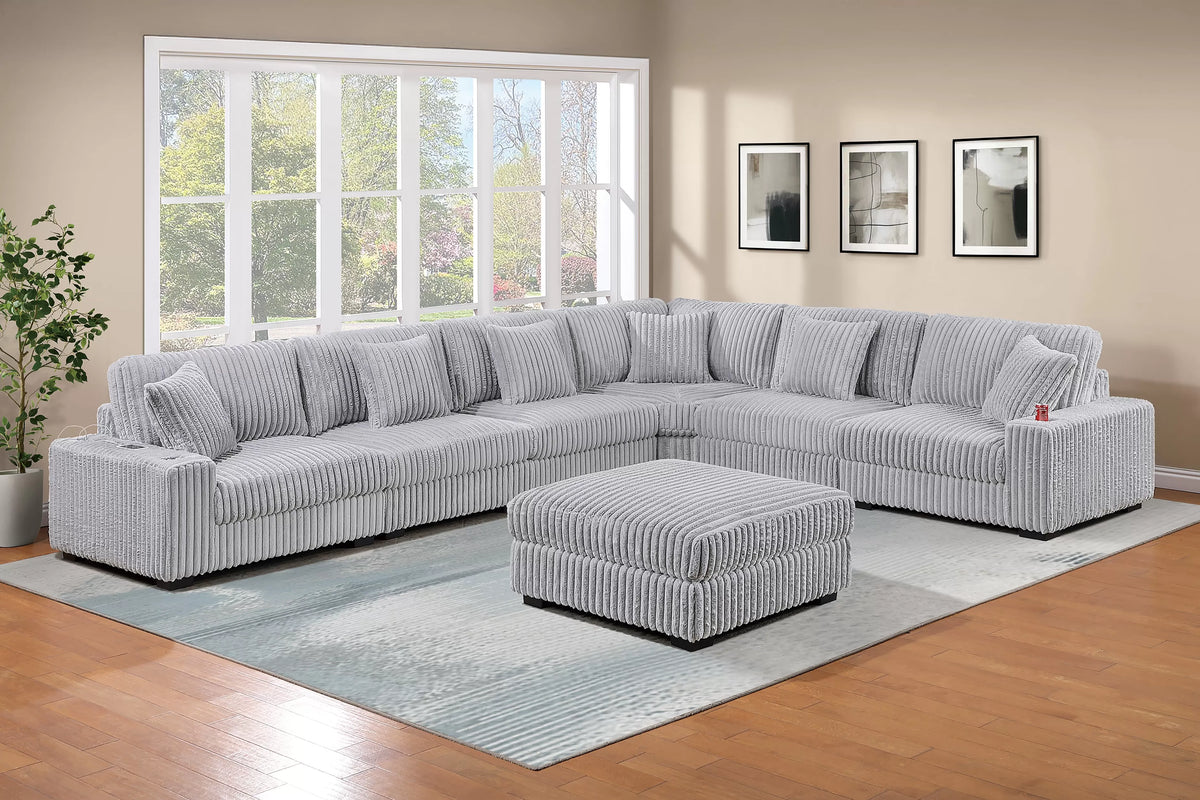 Summit gray 7-piece set with corner & ottoman