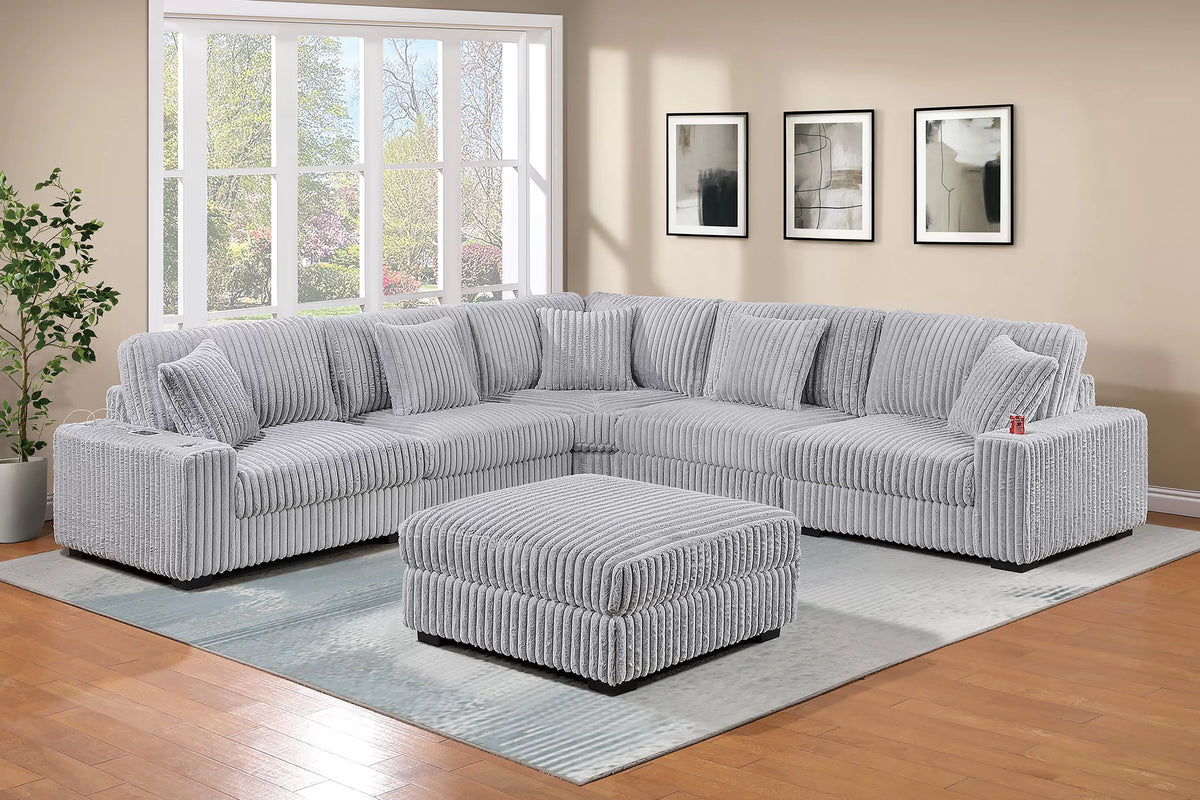 Summit gray 6-piece set with ottoman