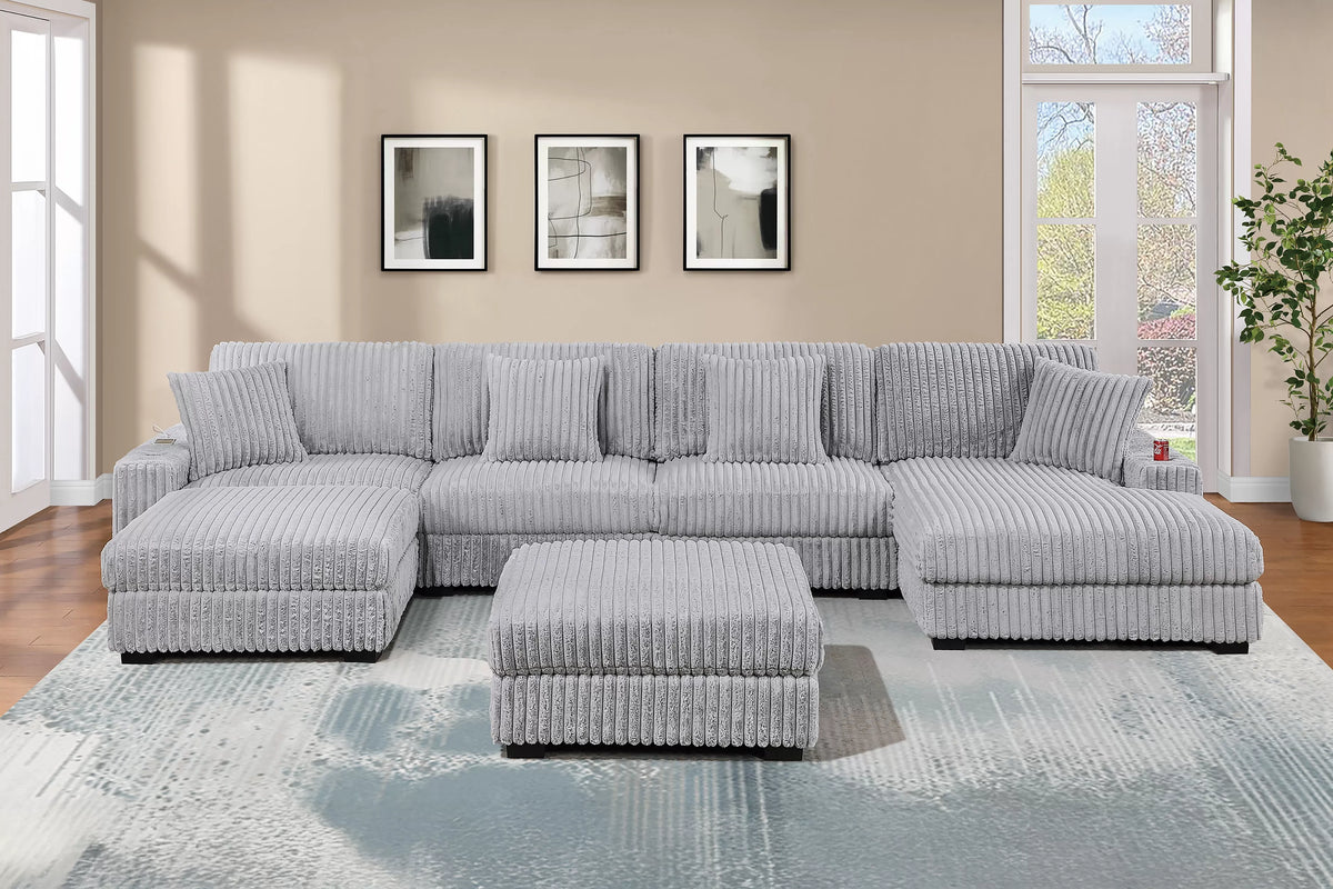 Summit gray 6-piece set with chaise & ottoman