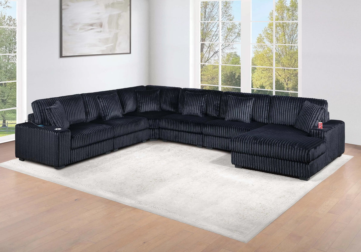 Summit black 6-piece set with chaise