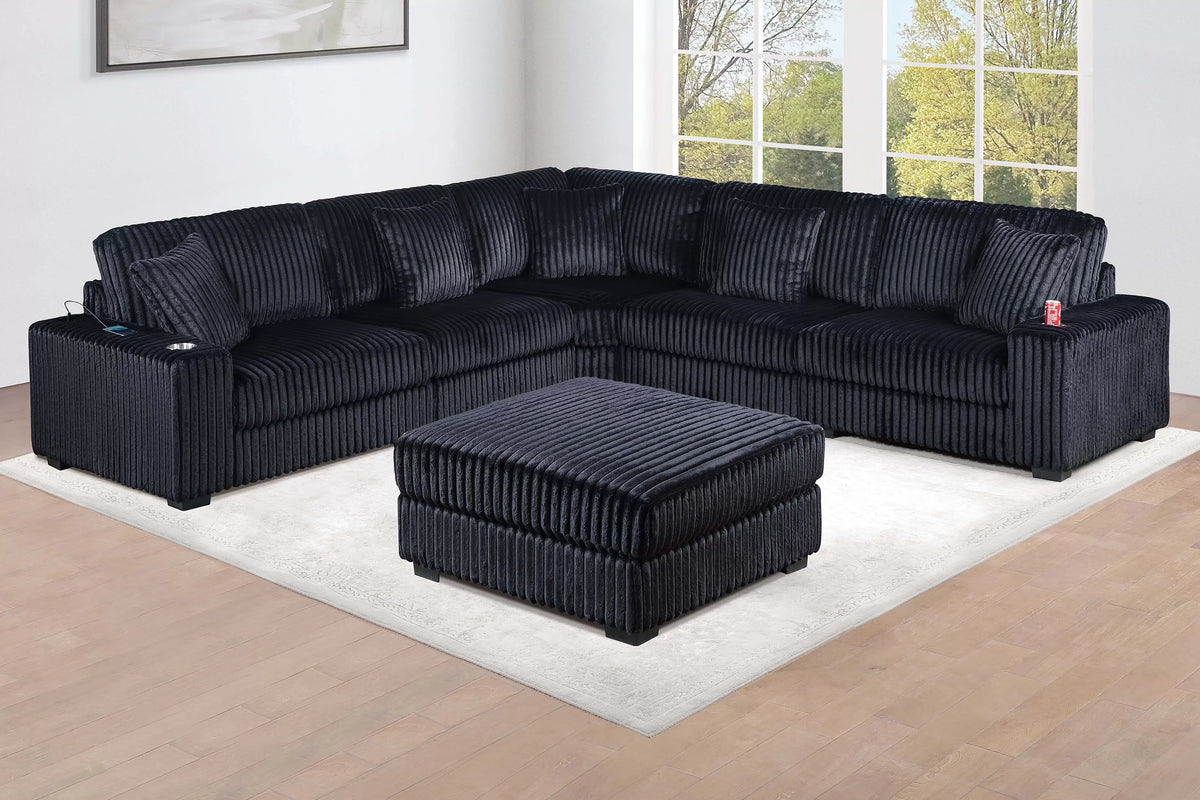 Summit black 6-piece set with ottoman