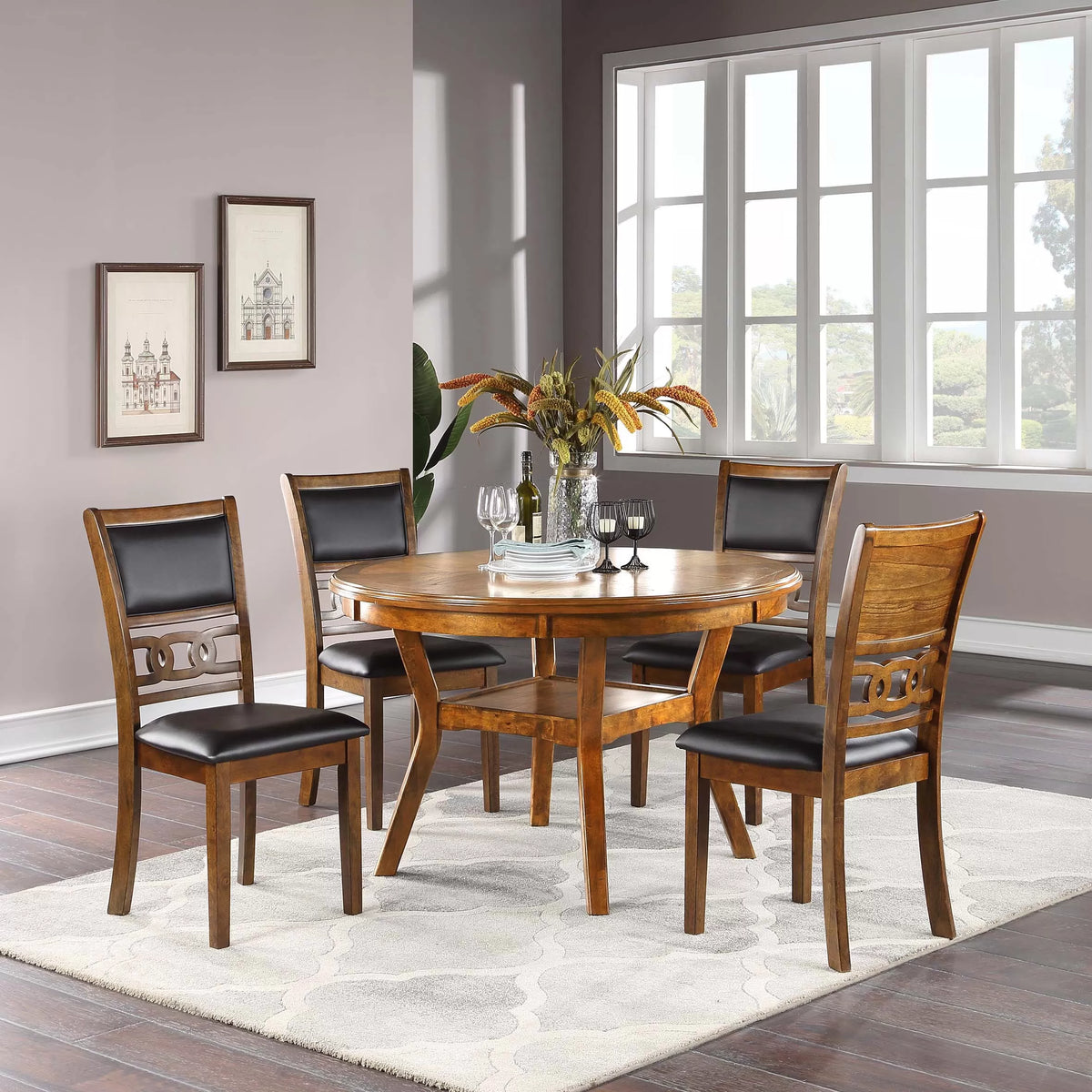 The Harlow Walnut Round Dining Set – 5 Piece - view 6