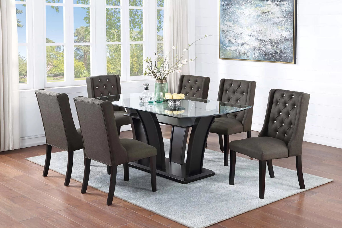 The Merritt Glass Top Tufted Dining Set – 7 Piece - view 9