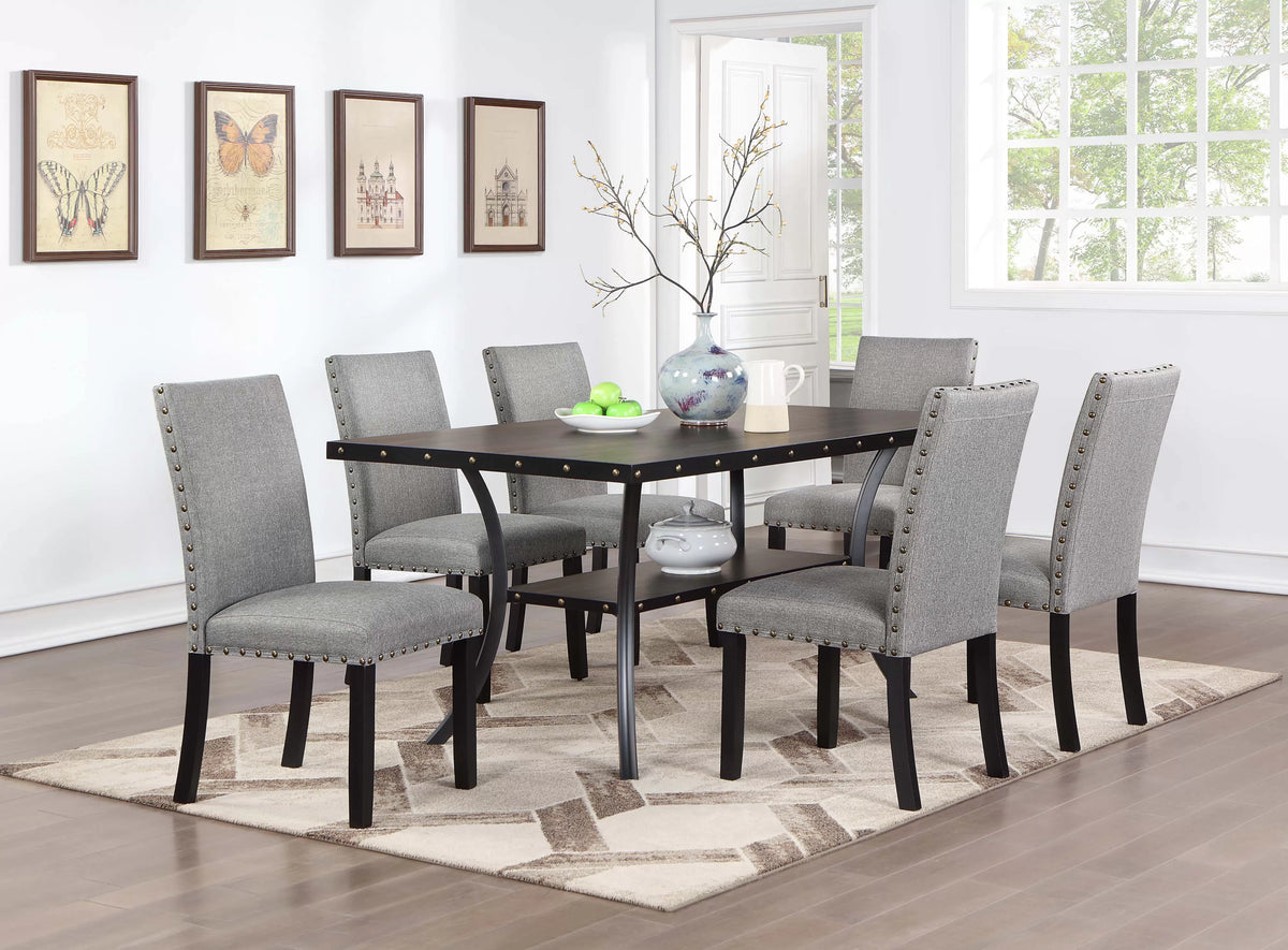 The Harlow Gray Nailhead Round Dining Set – 5 Piece - view 10