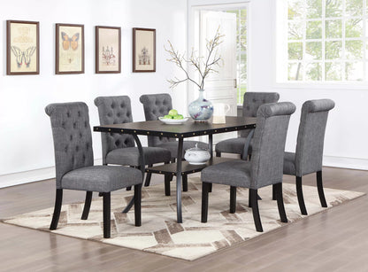 The Harlow Charcoal Tufted Round Dining Set – 5 Piece - view 10