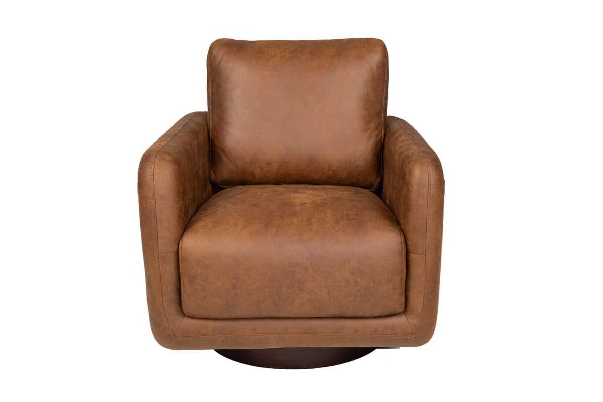 The Chestnut Leather-Like Swivel Chair - view 2