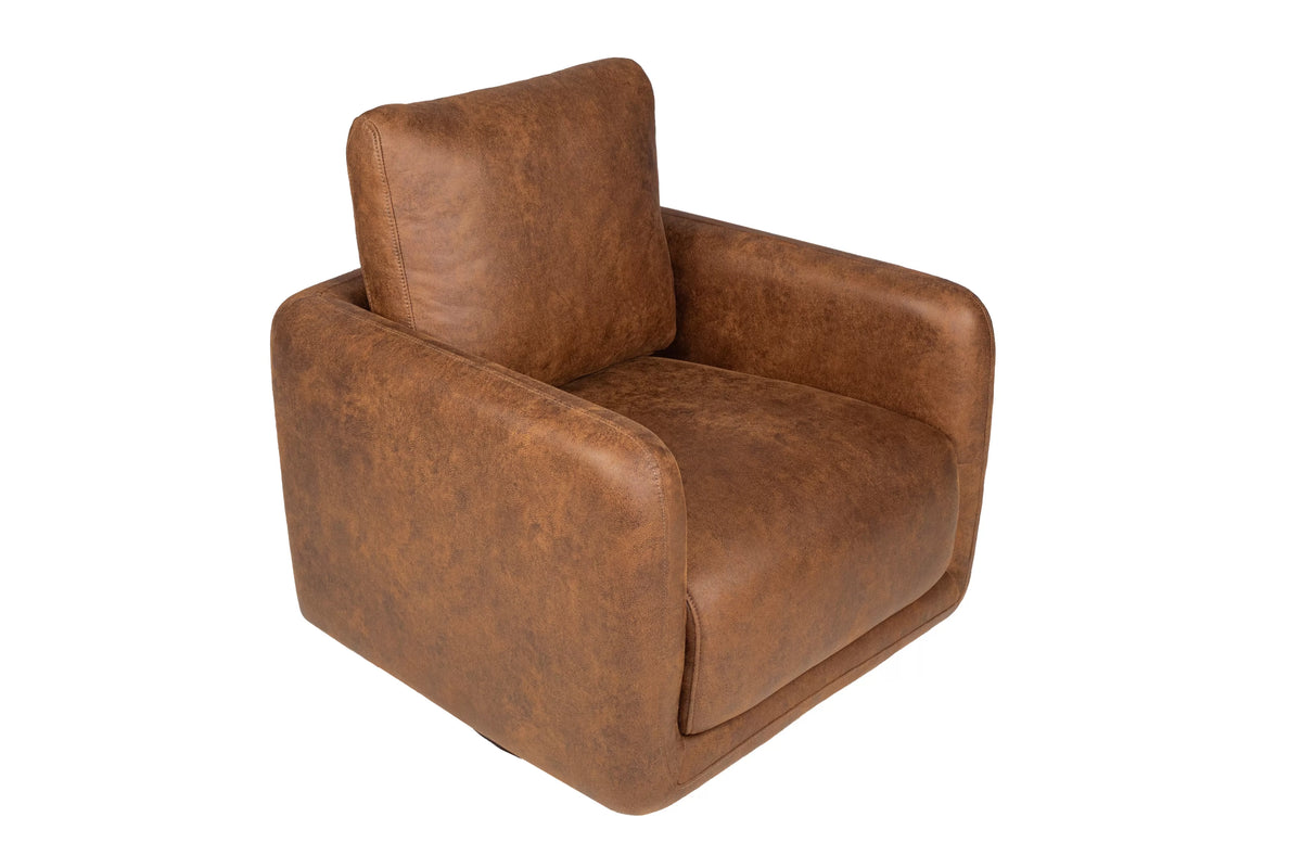 The Chestnut Leather-Like Swivel Chair - view 5