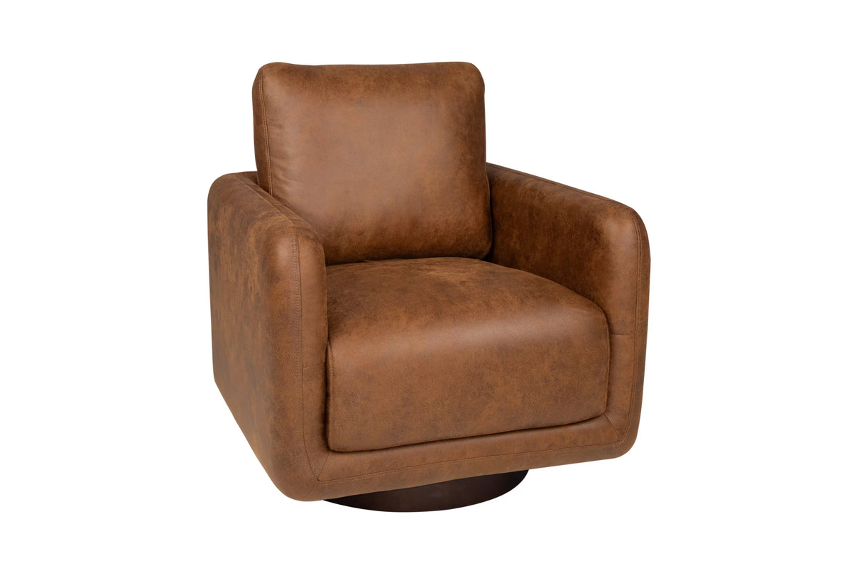 The Chestnut Leather-Like Swivel Chair - view 6