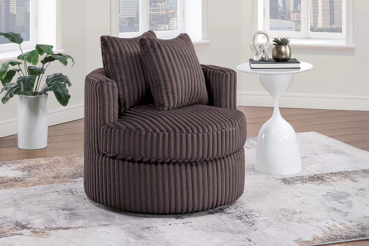 The Cocoa Fur Corduroy Swivel Chair - view 1