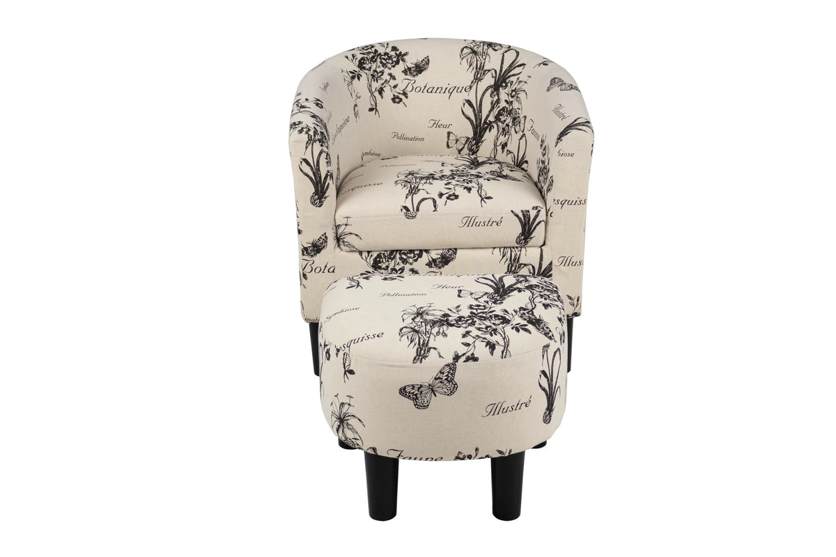 The Botanica Script Accent Chair with Ottoman - view 2