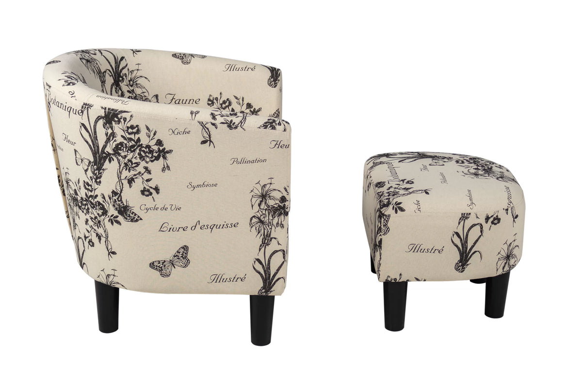 The Botanica Script Accent Chair with Ottoman - view 3