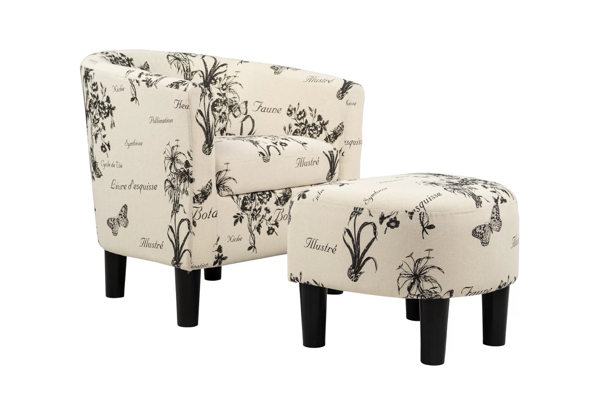 The Botanica Script Accent Chair with Ottoman - view 5