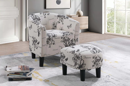 The Botanica Script Accent Chair with Ottoman - view 1