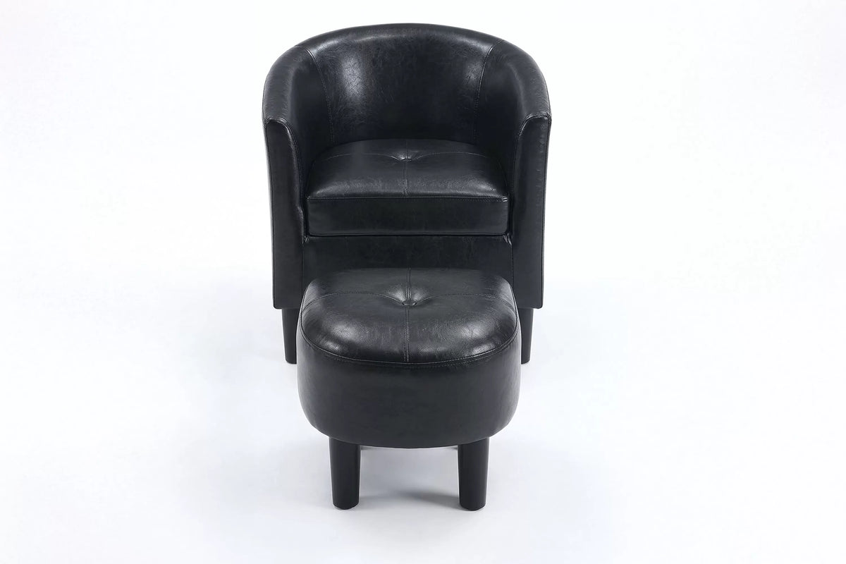The Onyx Faux Leather Accent Chair with Ottoman - view 2