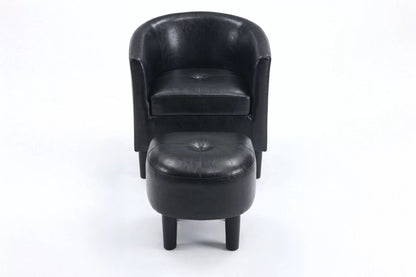 The Onyx Faux Leather Accent Chair with Ottoman - view 2