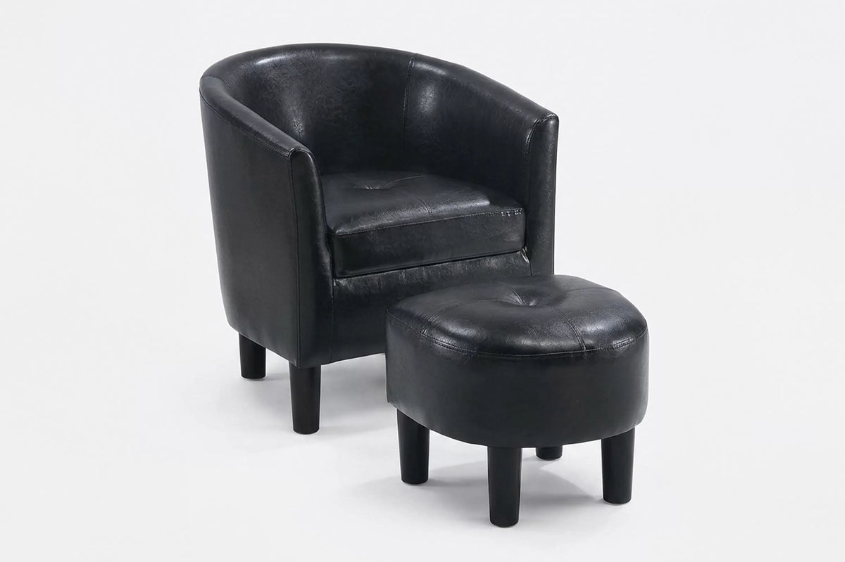The Onyx Faux Leather Accent Chair with Ottoman - view 3