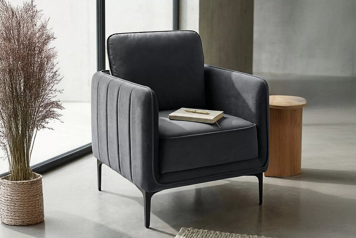 The Slate Gray Velvet Accent Chair - view 4