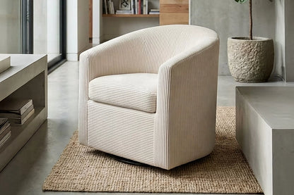 The Dune Beige Corduroy Swivel Chair - view 6