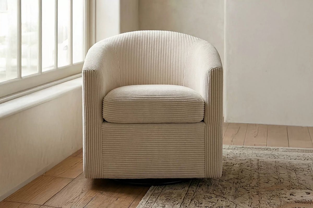 The Dune Beige Corduroy Swivel Chair - view 7