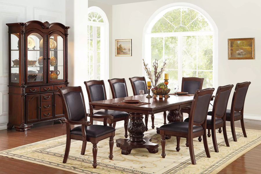 The Clovis Carved Dining Set with Buffet & Hutch – 10 Piece