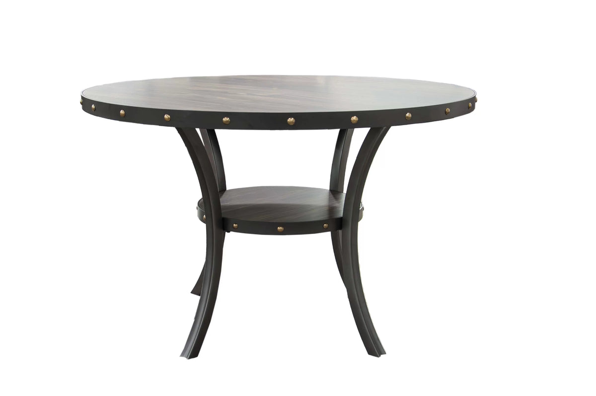 The Harlow Gray Nailhead Round Dining Set – 5 Piece - view 4