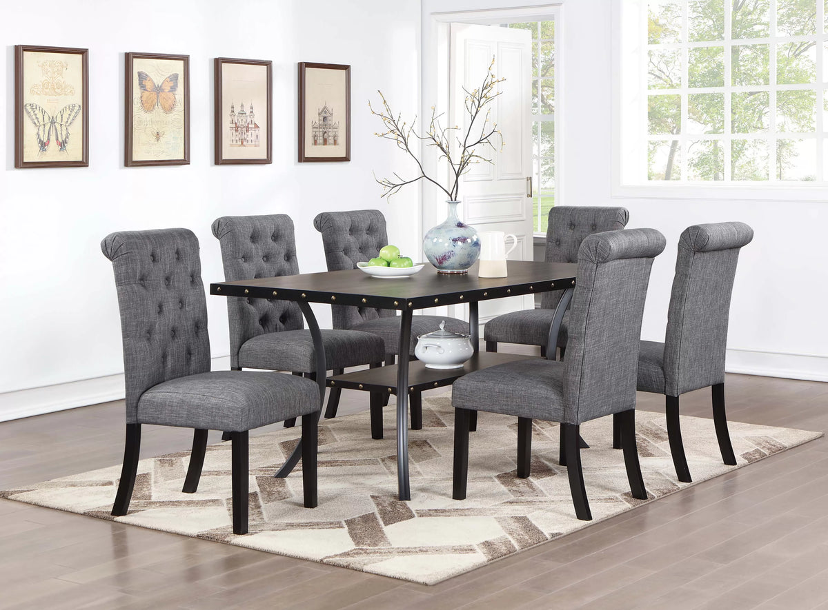 The Harlow Gray Nailhead Rectangular Dining Set – 7 Piece - view 1