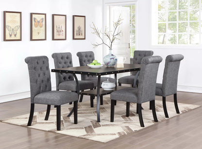 The Harlow Charcoal Tufted Rectangular Dining Set – 7 Piece - view 1