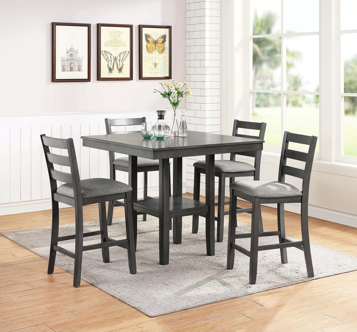 The Dalton Dark Gray Counter Height Dining Set – 5 Piece
