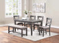 6-Piece Dining Table Set with Bench – Gray F2563