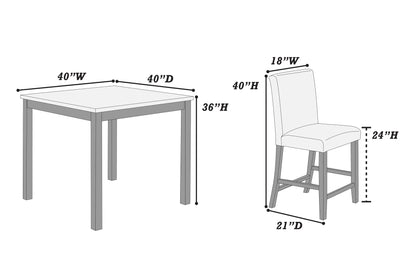 The Prescott Espresso Counter Height Dining Set – 5 Piece