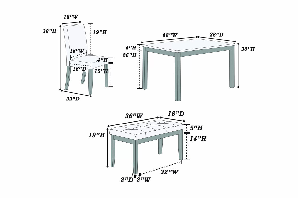 The Grady White Dining Set – 5 Piece