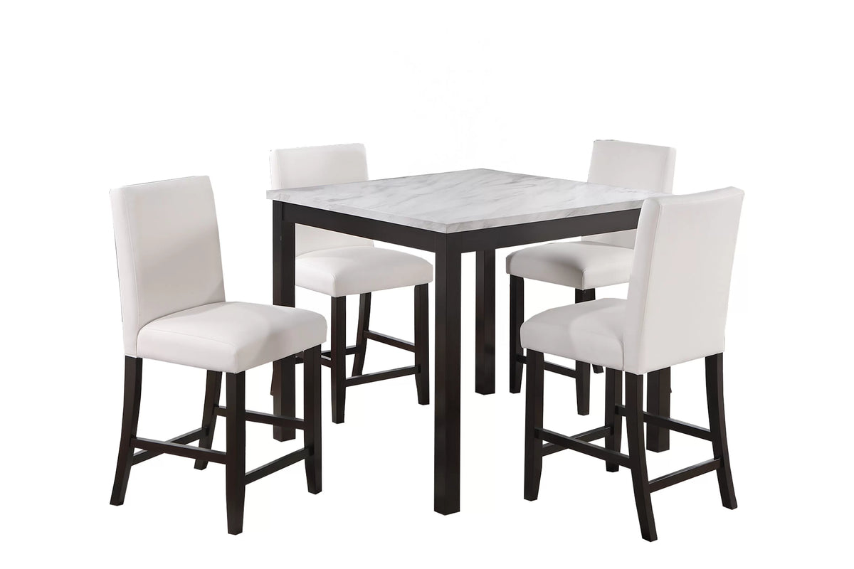 The Prescott White Counter Height Dining Set – 5 Piece
