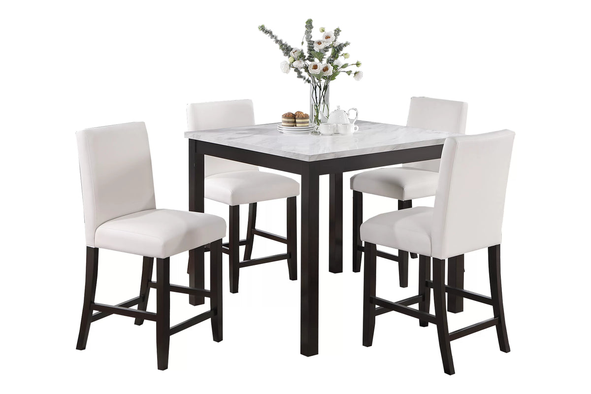 The Prescott White Counter Height Dining Set – 5 Piece