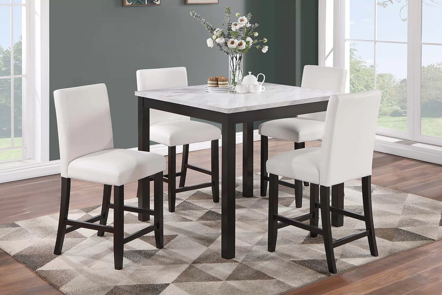 The Prescott White Counter Height Dining Set – 5 Piece