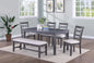 6-Piece Dining Set – Table, 4 Chairs & Bench – Gray | F2623