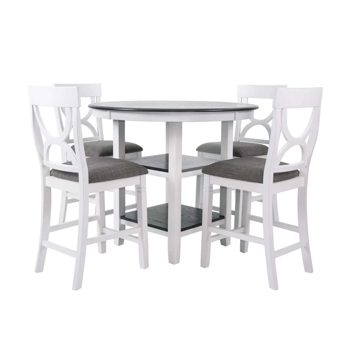 The Ellis White Round Counter Height Dining Set – 5 Piece