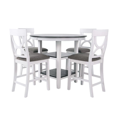 The Ellis White Round Counter Height Dining Set – 5 Piece