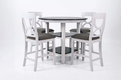 The Ellis White Round Counter Height Dining Set – 5 Piece