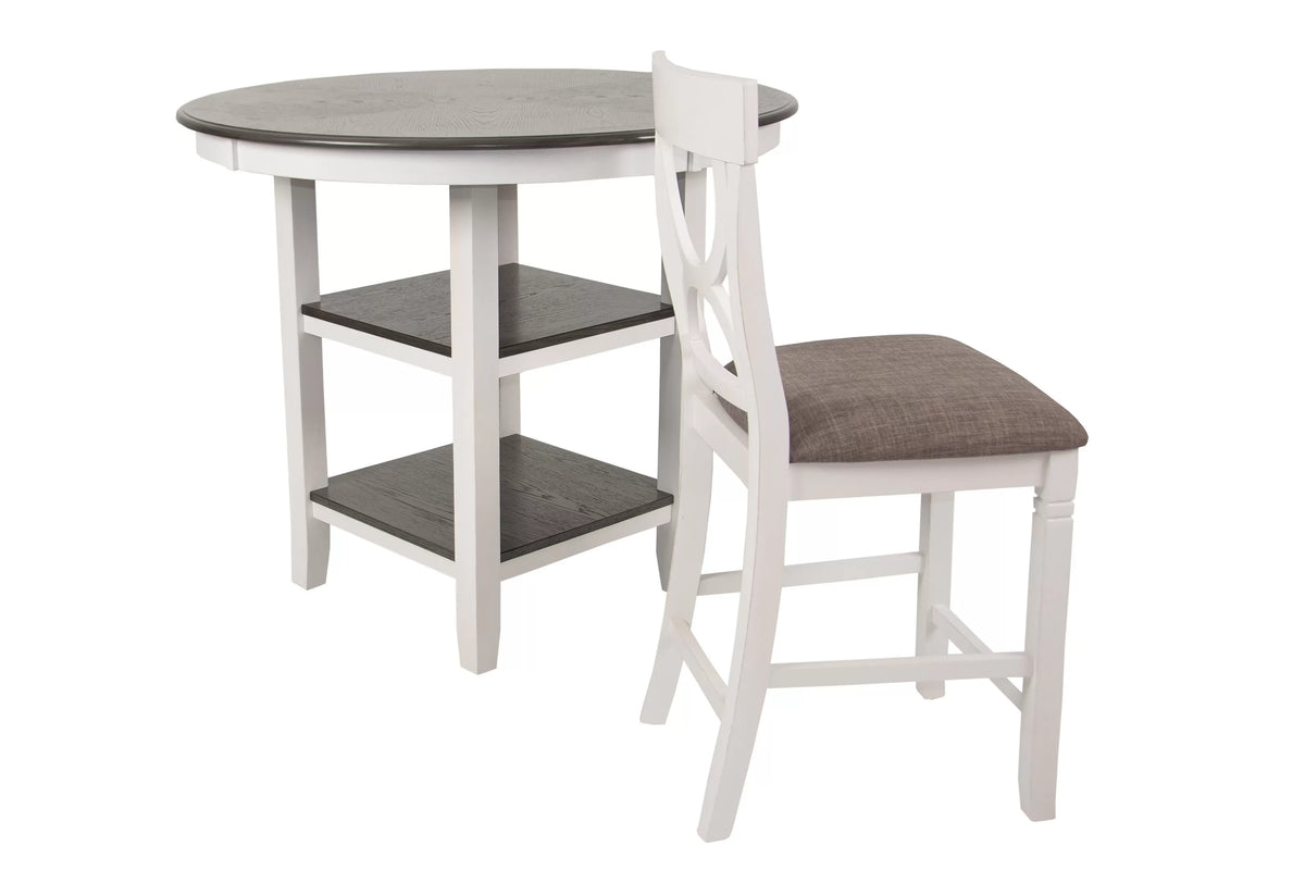 The Ellis White Round Counter Height Dining Set – 5 Piece